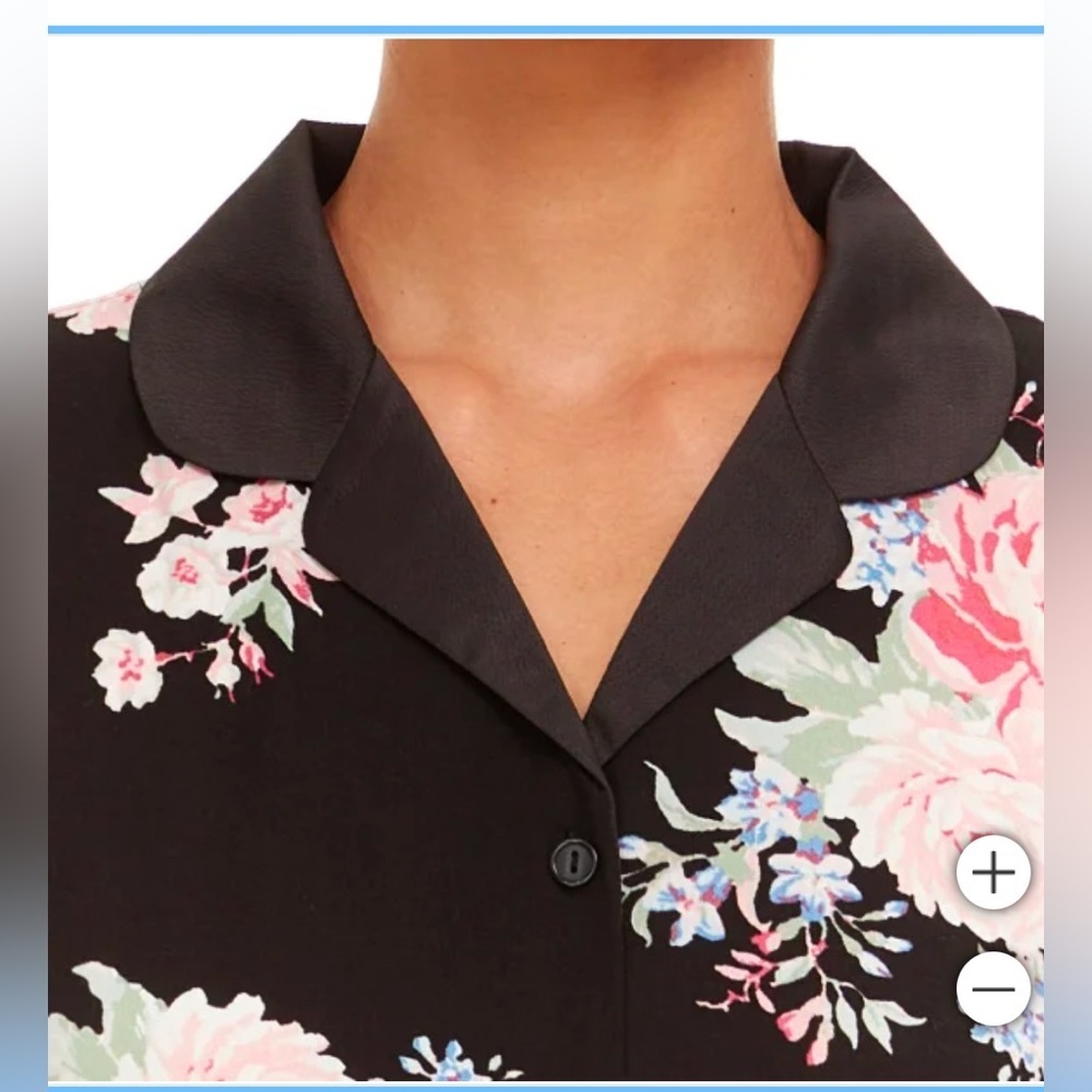Black and Pink Floral Pajama Set with Long Sleeves 🌷 - Picture 5 of 7